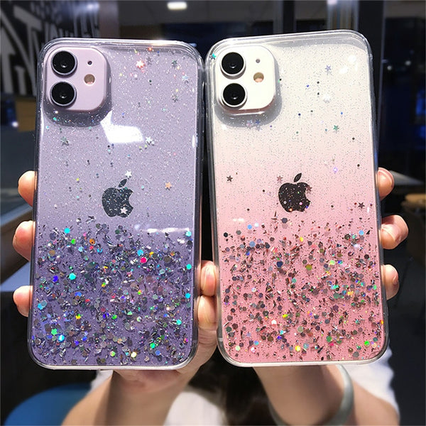 Shockproof Case For iPhone 14 13 12 11 Pro Max XR 8 7 Plus Liquid Glitter  Cover