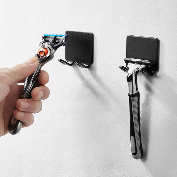 Punch-Free Razor Holder Hooks - Wall-Mounted Men's Shaver Shelf