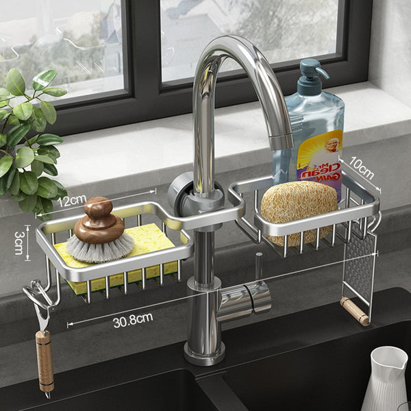 Golden Sponge Holder Kitchen Countertop Storage Basket Sink Drain Rack For Dish  Soap Scrubber Multi-functional Organizer