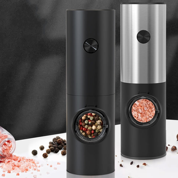 2X Electric Pepper Salt Grinder Mill Operated LED Light Battery Automatic