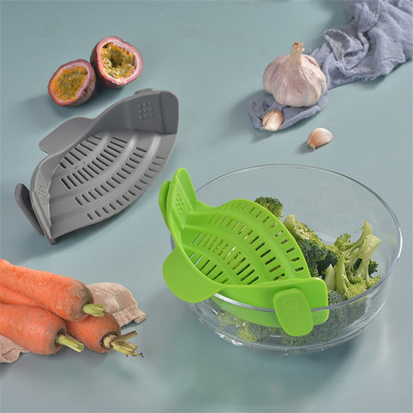 Kitchen Gizmo Snap N Strain Adjustable Silicone Clip on Strainer for Pots, Pans and Bowls - Orange