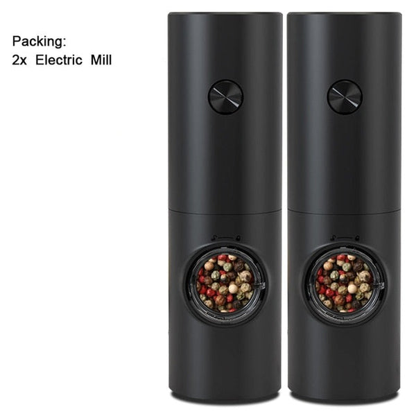 2X Electric Pepper Salt Grinder Mill Operated LED Light Battery