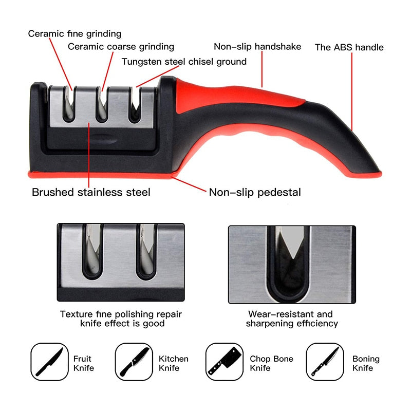 Handheld Multi-function 3 Stages Knife Sharpener – Stylemein